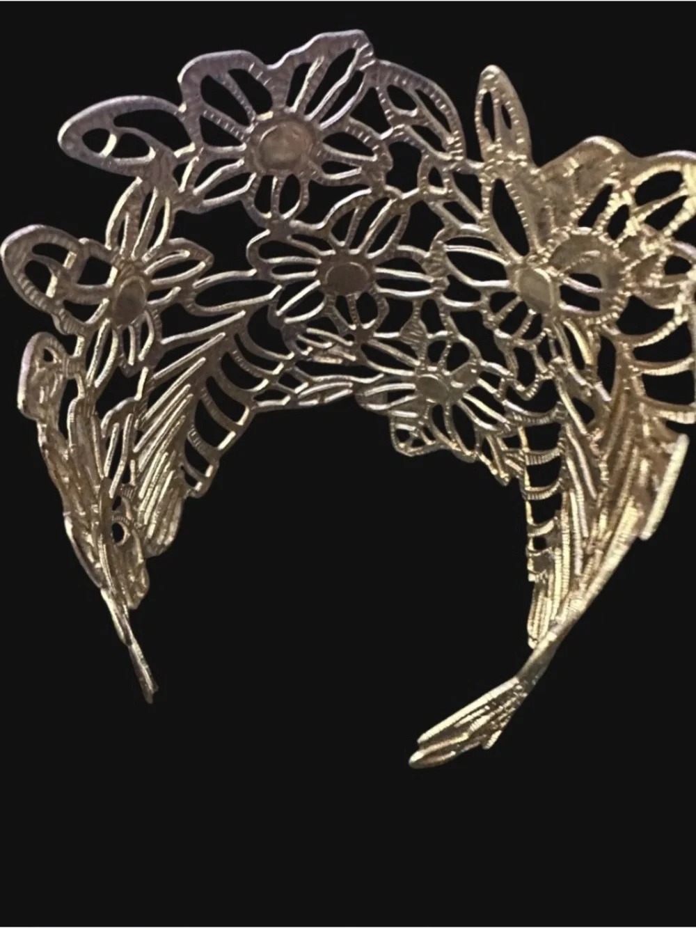 Delicate Gold Floral Filigree Cuff Bracelet